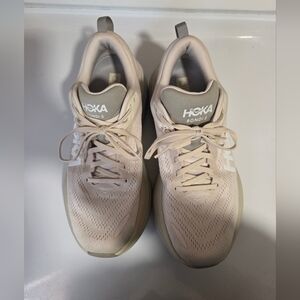 Hoka Bondi 8 Light Beige/Gray Women's Running Shoes